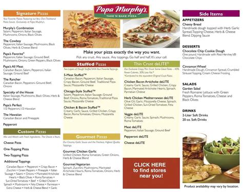 murphy's pizza menu|current papa murphy's pizza menu.